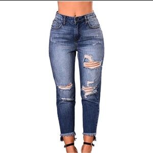 Elite Jeans Women's Size 9/10 Blue Skinny Distressed Medium Wash Stretch